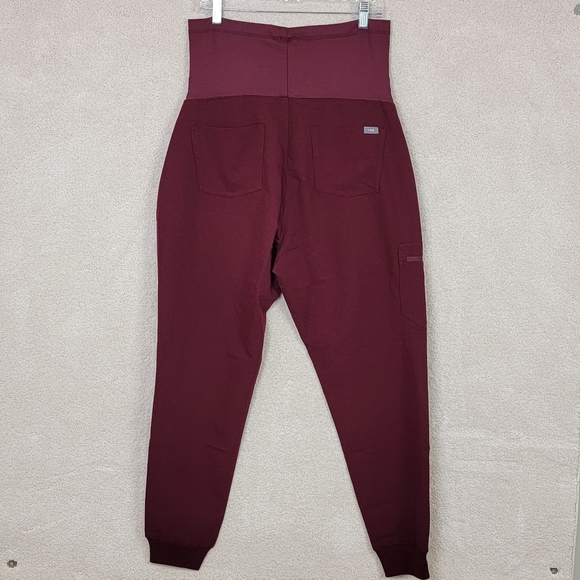 Figs Burgundy Zamora Maternity Jogger Scrub Pants Sz M NEW - Picture 3 of 14